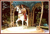 Bhagwan Swaminarayan on the mare Manki