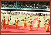 A traditional welcome dance at the QPR stadium