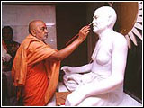 Installing a marble murti of Shastriji Maharaj 
        on his birthplace
