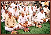 Villagers participate in the Vedic rituals