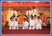 Youths and children with Swamishri after their performance