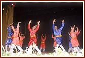 Swamishri attends Bal-Kishore day assembly where balaks and kishores present folk dances and cultural programs