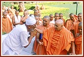 Blessing an old devotee