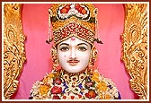 Shri Ghanshyam Maharaj beautifully adorned with flowers and decorations