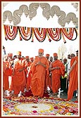 Swamishri entering the Mandir