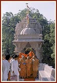 Swamishri in the Mandir pradakshina