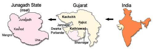 Map of Junagadh State in India's map