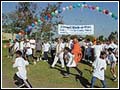 The eager participants race off at the start of the walk