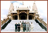 Dr. Singhvi and his group on the steps of the Nairobi Mandir