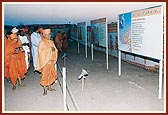 Senior sadhus visit the exhibition porrayting the glory of the Swaminarayan mahamantra
