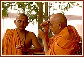Swamishri applies the tilak and chandlo