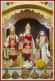 Annakut offered to Shri Harikrishna Maharaj and Shri Radha-Govind