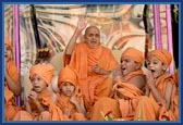 Swamishri with BAPS kids dressed up as sadhus