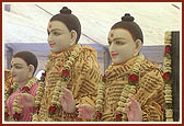 The murtis of Shri Akshar Purushottam Maharaj and deities during the yagna rituals