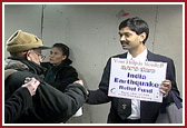 BAPS volunteers collecting funds for India Earthquake 