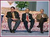 Dignitaries (L to R): Mr. Narpat Singh Rajvi, the son-in-law of
Honorable Shekhawat and also an ex-member of Rajasthan Legislative Assembly, Mr. Ashok Tomar, Deputy Consul General of India (New York), and Mr. Anil Kumar, the Secretary to the Vice-President of India.  