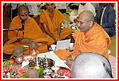 The murti-pratishtha rituals commences in the presence of senior sadhus and devotees