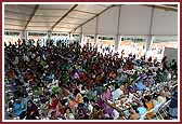 Devotees participate in the Shilanyas Vidhi