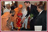  Premier Dalton McGuinty being traditionally welcomed at the mandir