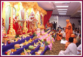 Annakut offered before the murtis of BAPS Shri Swaminarayan Mandir, New Caste, Delaware 
