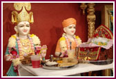 Annakut offered before the murtis of BAPS Shri Swaminarayan Sanskardham, Syracuse, NY   
