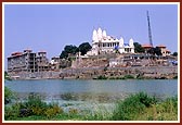 ... mandir and construction area with the river Ghela in the foreground