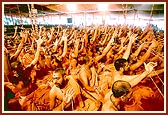 On the day of Sam Shravani Swamishri and sadhus participate in the ceremonious changing of janoi (sacred thread) 