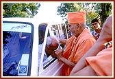 Like always, Swamishri extends his care and concern for an ailing devotee by blessing him